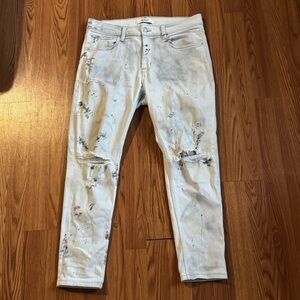 Hudson Zack Men's Distressed White Paint splatter Jeans‎ Size 34